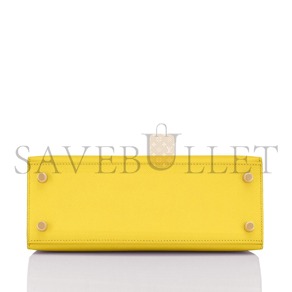 H**mes master kelly 25 lemon yellow epsom gold hardware (25*17*7cm)